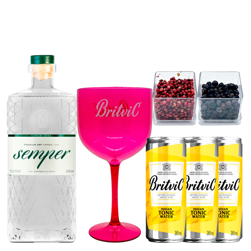 Kit Gin Semper 750ml + Tônica Britvic 269ml e Especiarias