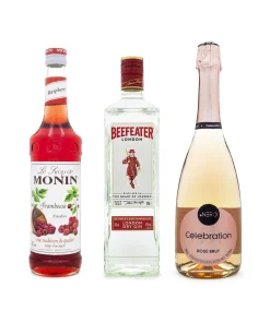 Combo Drink Red Velvet - MONIN Framboesa 250ml + Gin Beefeater 750ml + Espumante Ponto Nero Rosé 750ml