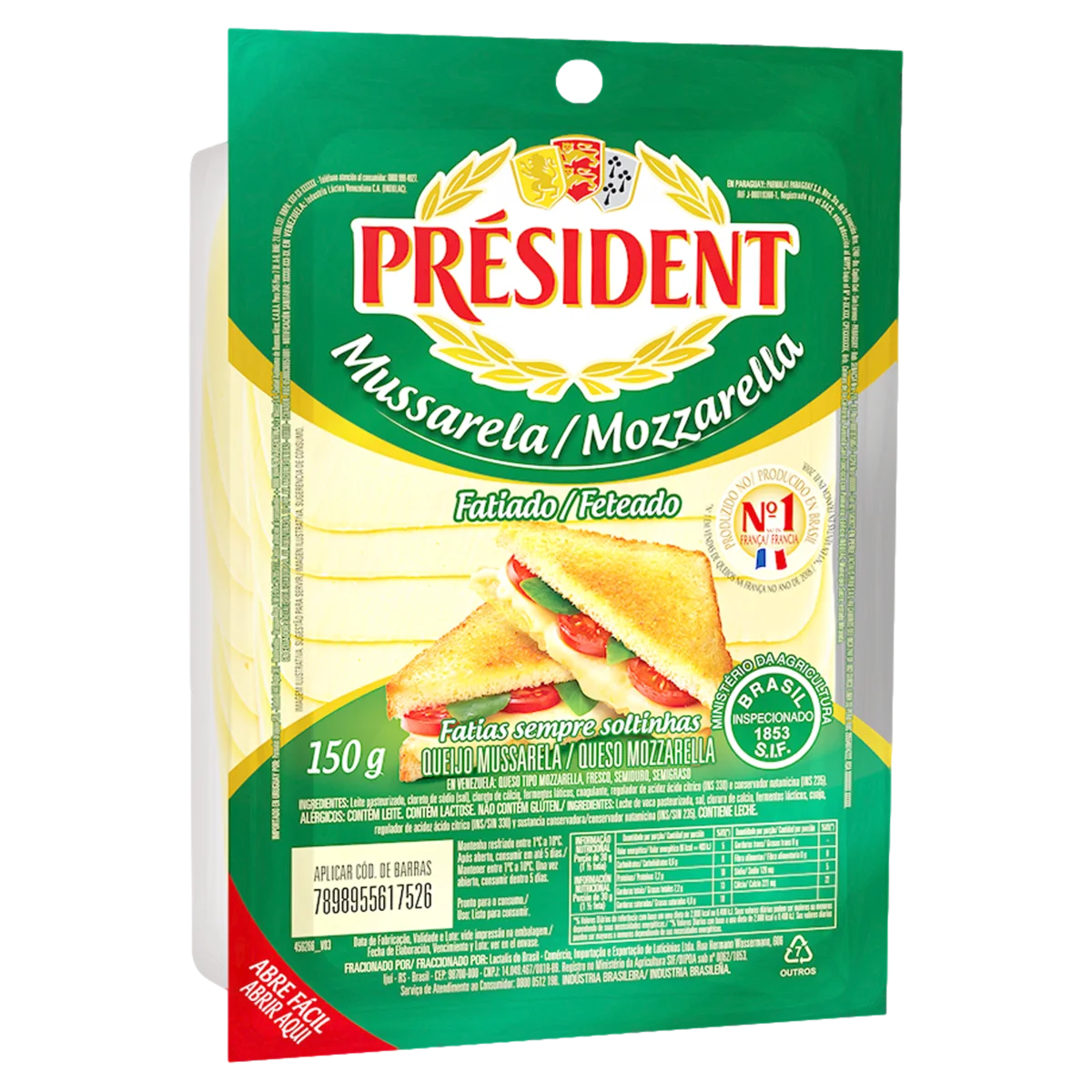 Queijo Mussarela Fatiado Président 150g