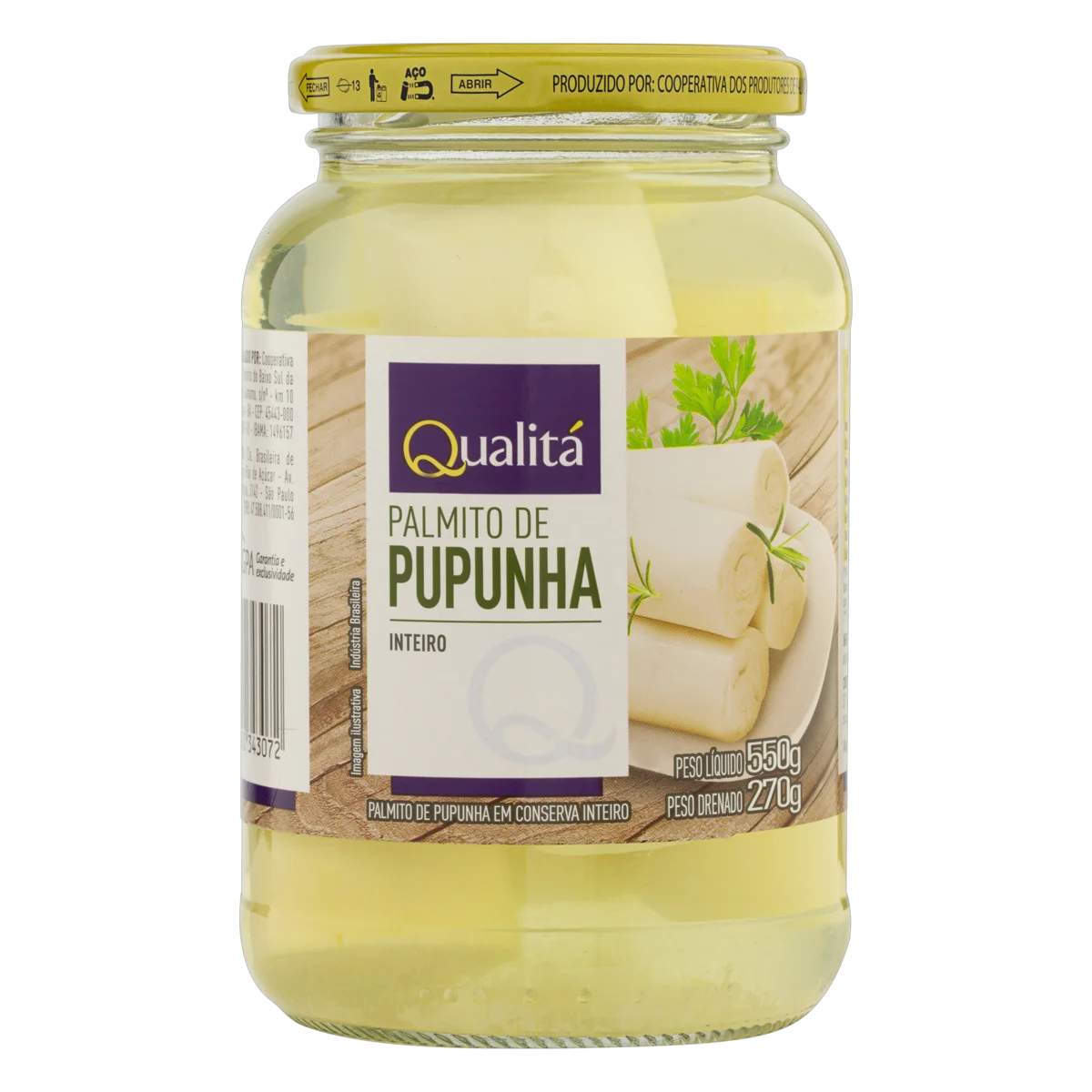 Palmito Pupunha em Conserva Inteiro Qualitá Vidro 270g