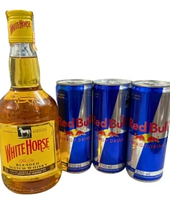 Whiskey Cavalo Branco 500ml + 3 Energéticos Redbull 250ml